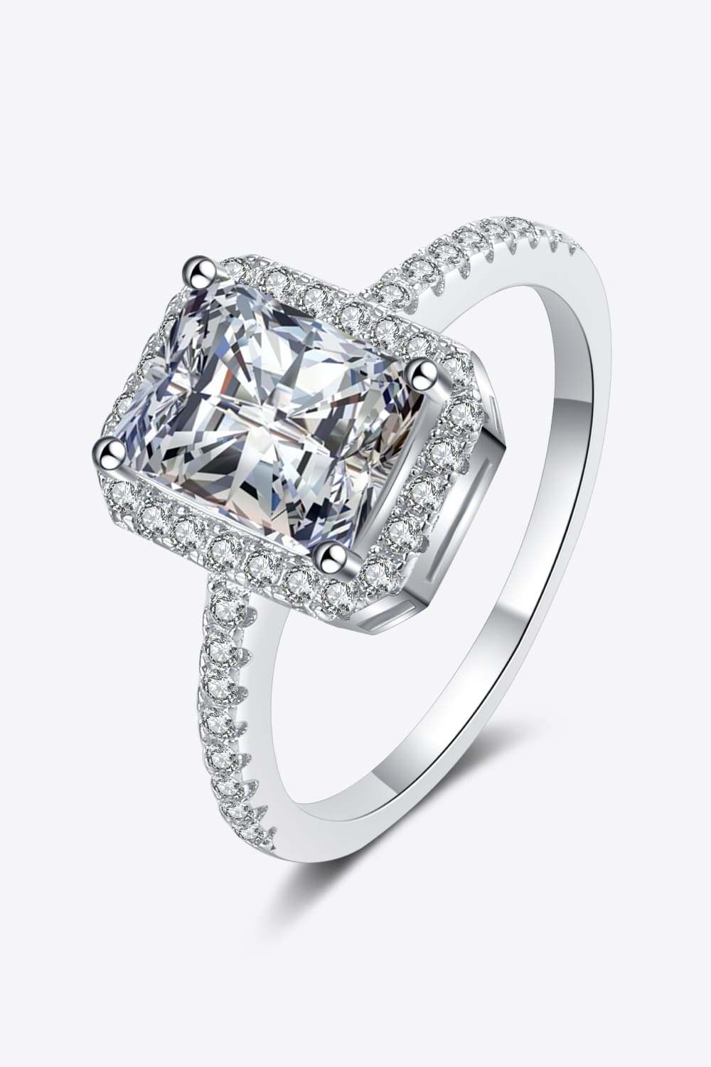 2 Carat Moissanite 925 Sterling Silver Halo Ring BLUE ZONE PLANET