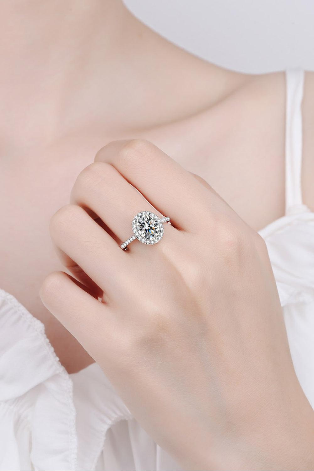 2 Carat Moissanite 925 Sterling Silver Halo Ring BLUE ZONE PLANET