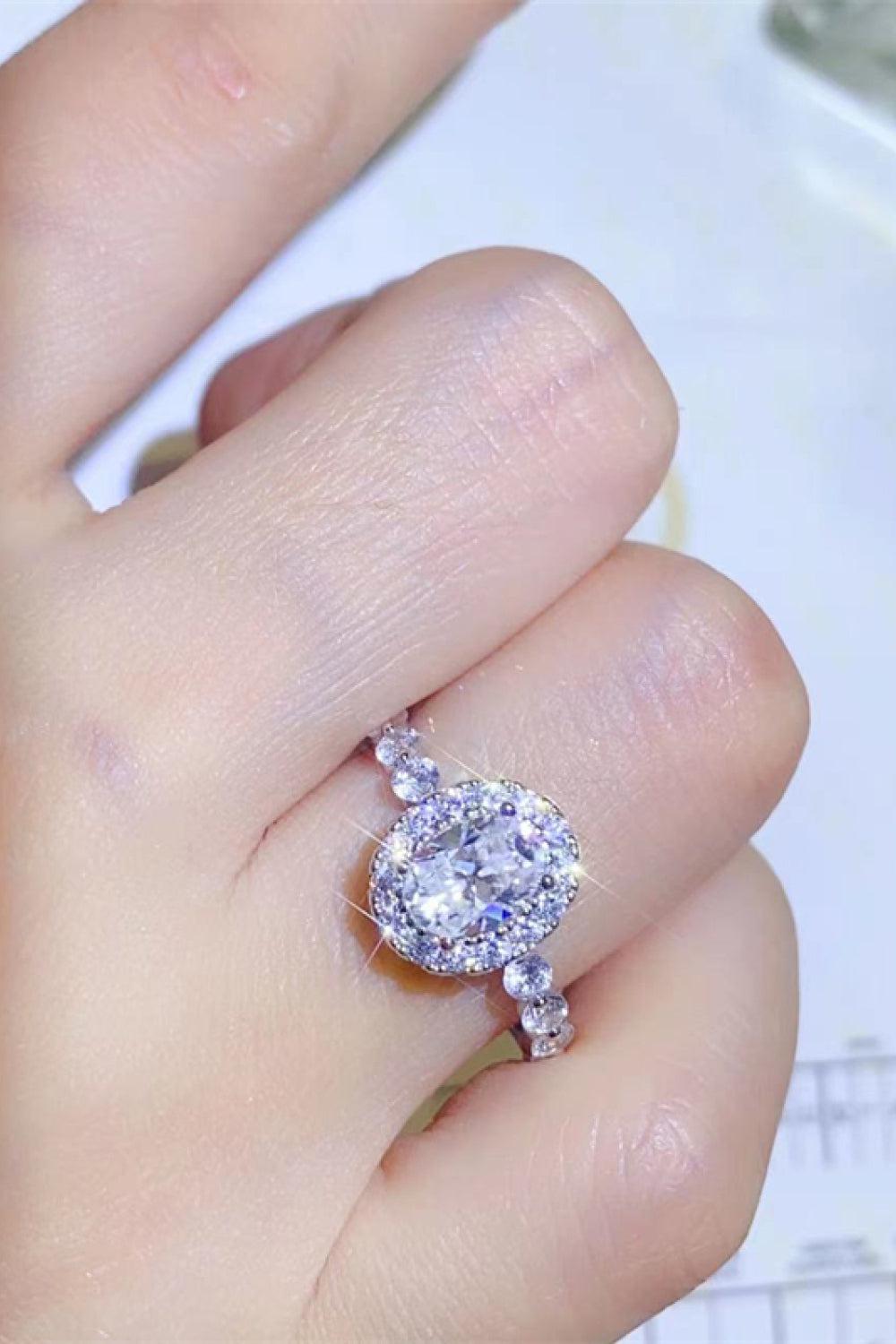 2 Carat Moissanite 925 Sterling Silver Halo Ring BLUE ZONE PLANET