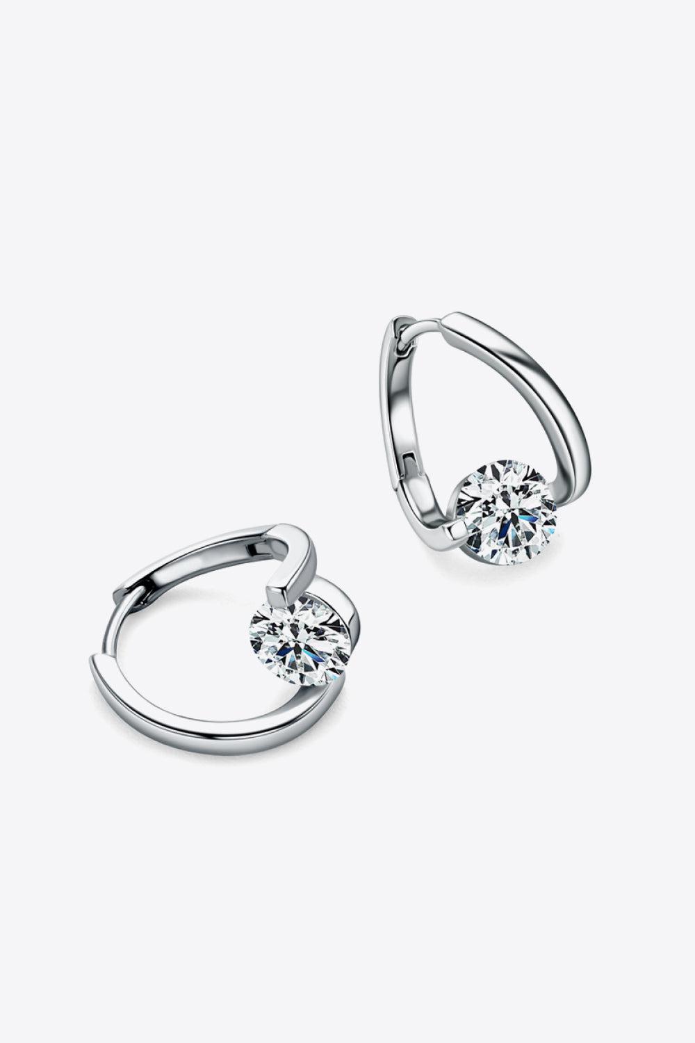 2 Carat Moissanite 925 Sterling Silver Heart Earrings BLUE ZONE PLANET
