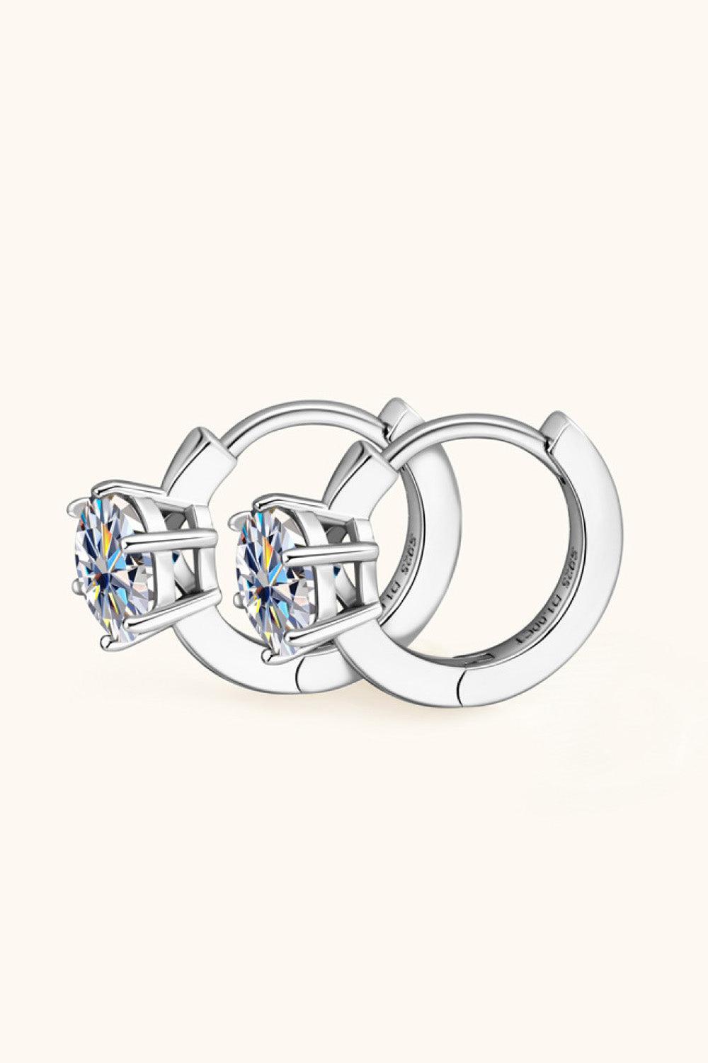2 Carat Moissanite 925 Sterling Silver Huggie Earrings BLUE ZONE PLANET