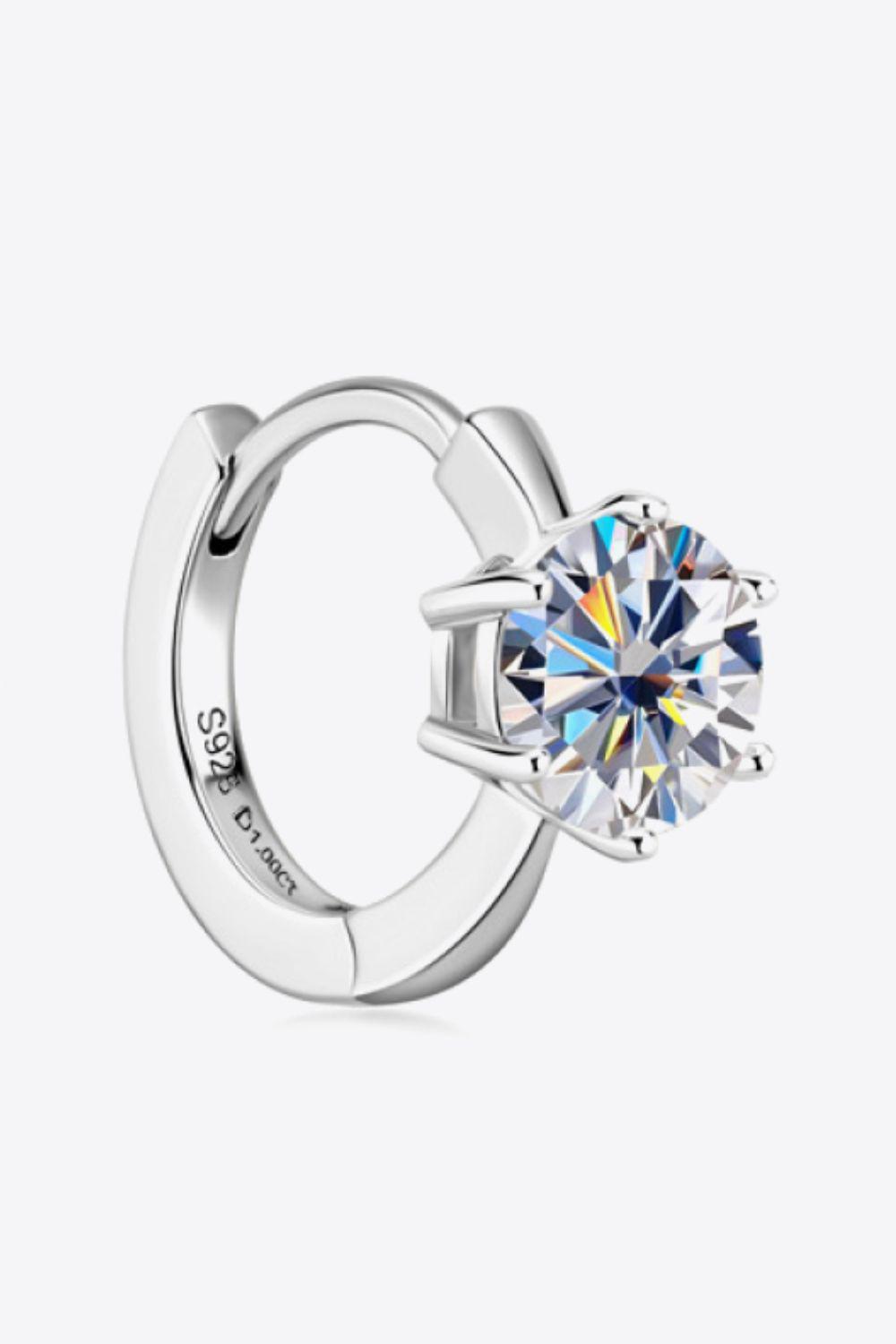 2 Carat Moissanite 925 Sterling Silver Huggie Earrings BLUE ZONE PLANET
