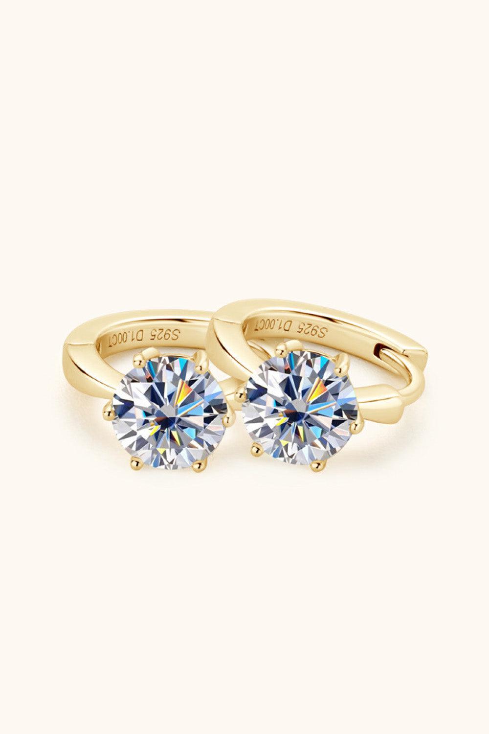 2 Carat Moissanite 925 Sterling Silver Huggie Earrings BLUE ZONE PLANET