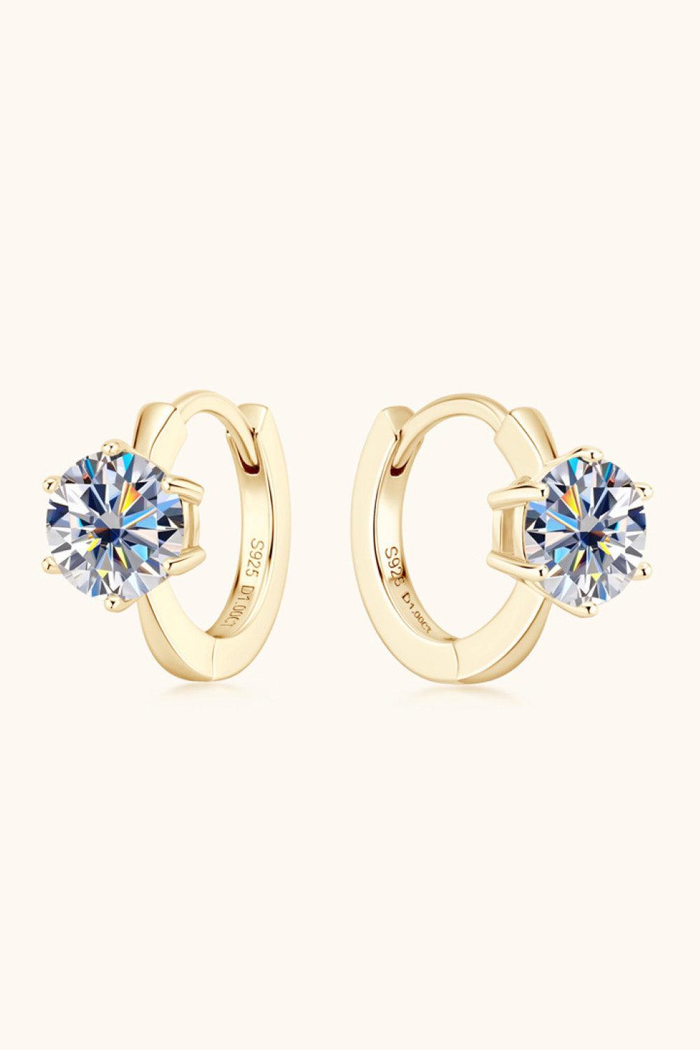 2 Carat Moissanite 925 Sterling Silver Huggie Earrings BLUE ZONE PLANET