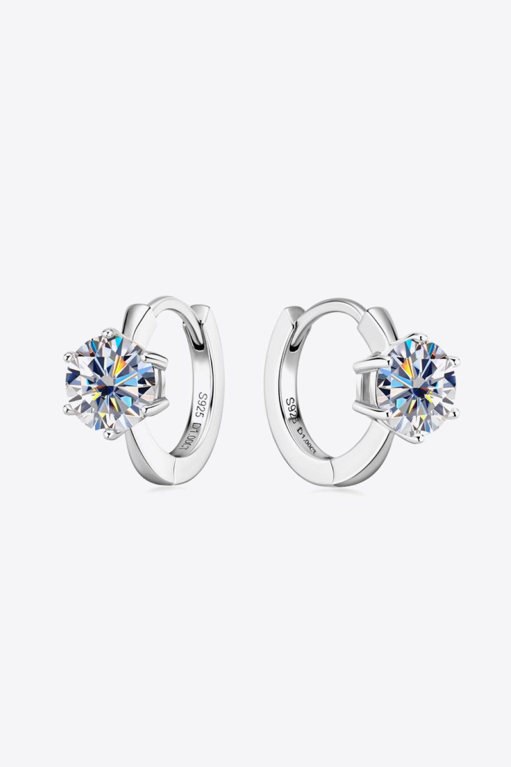 2 Carat Moissanite 925 Sterling Silver Huggie Earrings BLUE ZONE PLANET