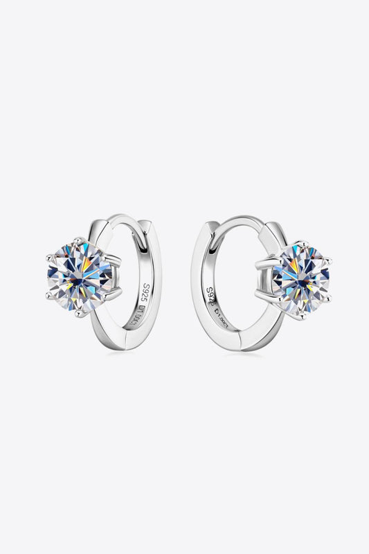 2 Carat Moissanite 925 Sterling Silver Huggie Earrings BLUE ZONE PLANET