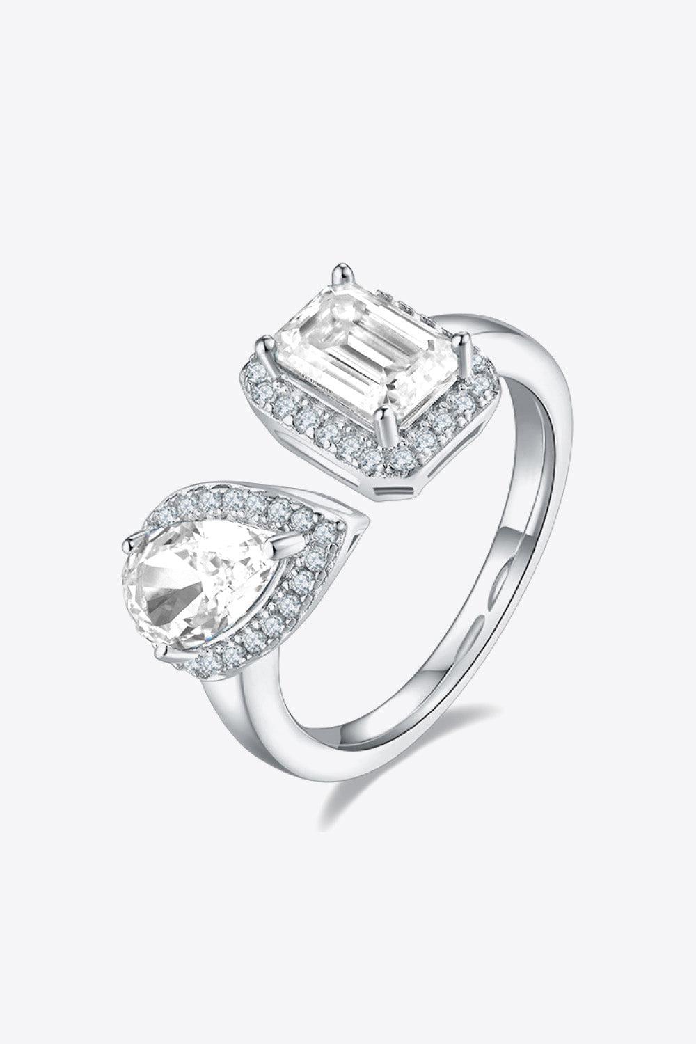 2 Carat Moissanite 925 Sterling Silver Open Ring BLUE ZONE PLANET