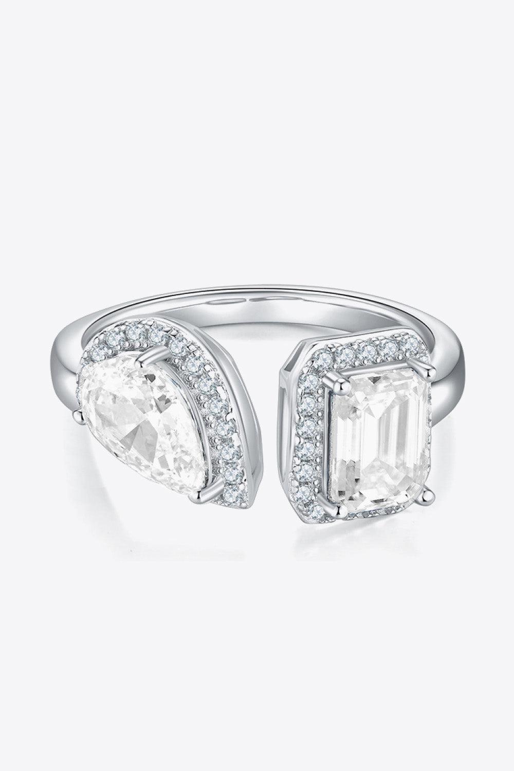2 Carat Moissanite 925 Sterling Silver Open Ring BLUE ZONE PLANET