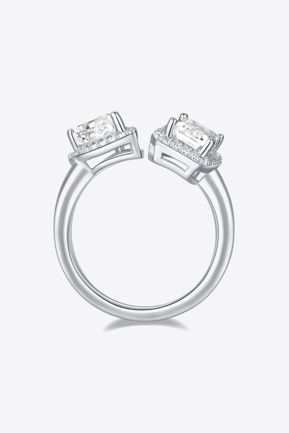 2 Carat Moissanite 925 Sterling Silver Open Ring BLUE ZONE PLANET