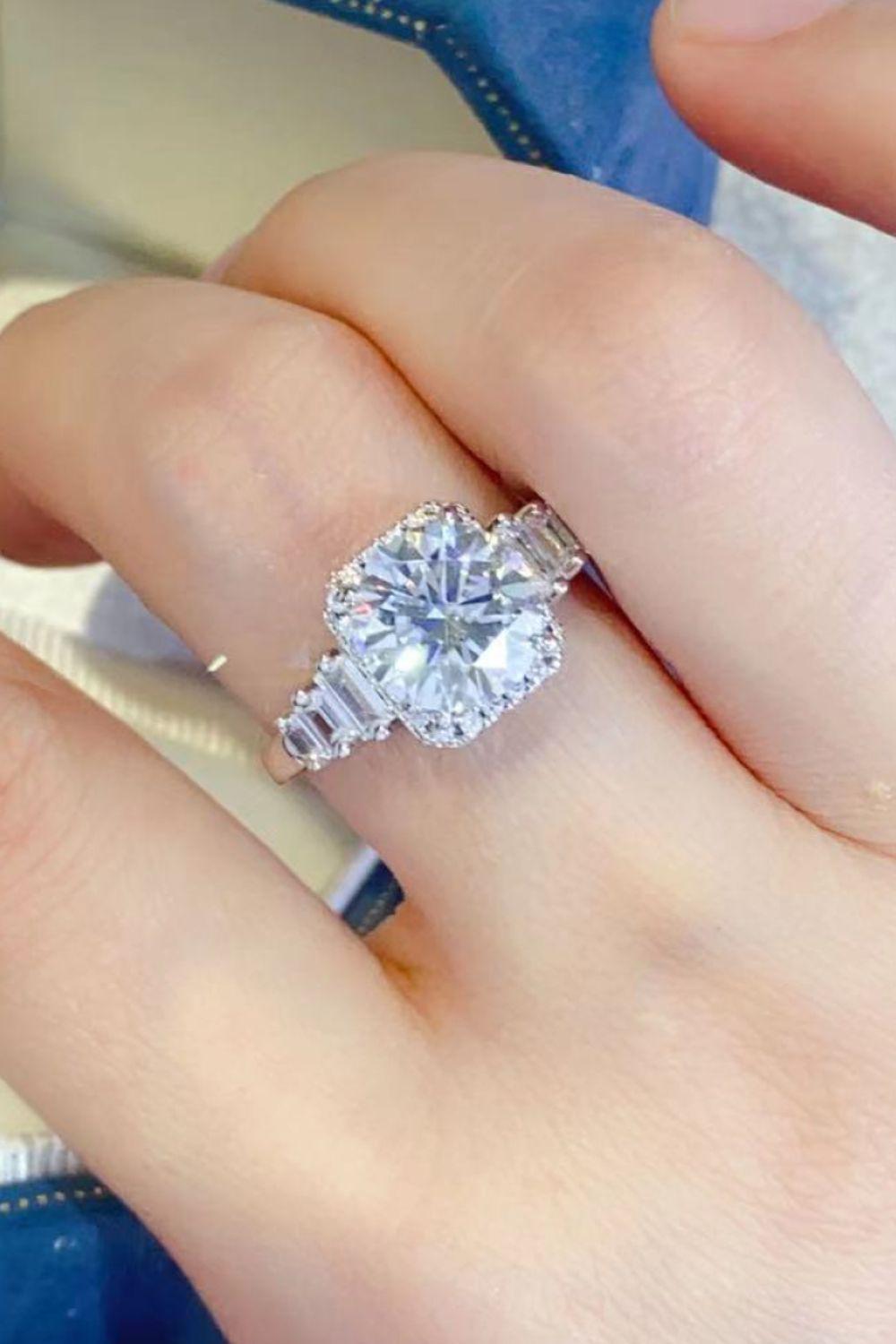 2 Carat Moissanite 925 Sterling Silver Ring BLUE ZONE PLANET