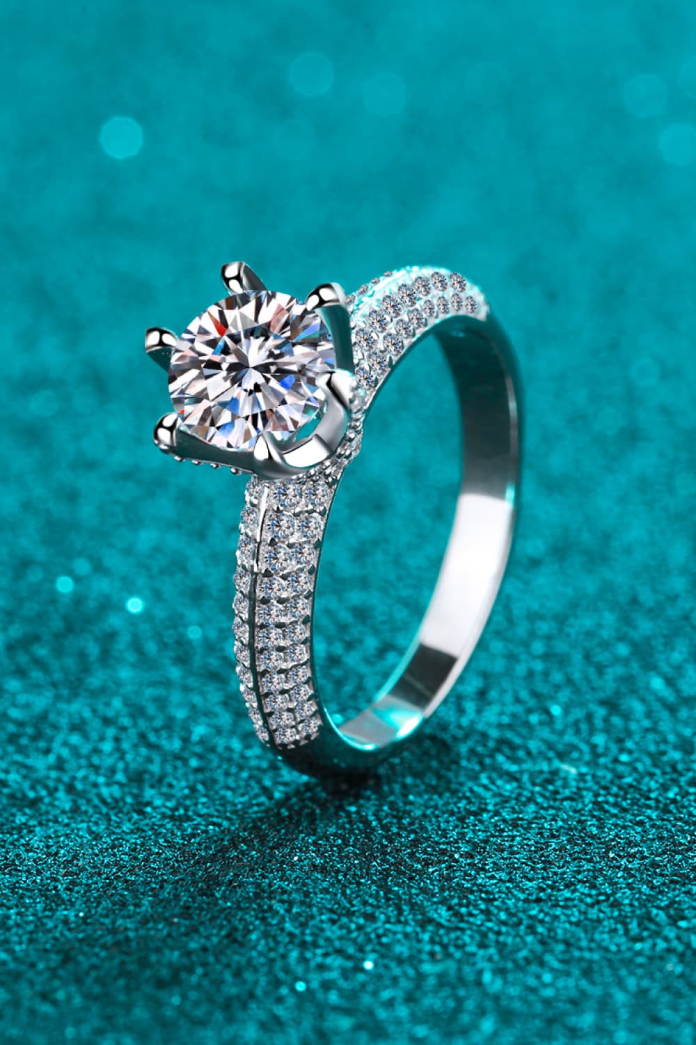 2 Carat Moissanite 925 Sterling Silver Side Stone Ring BLUE ZONE PLANET