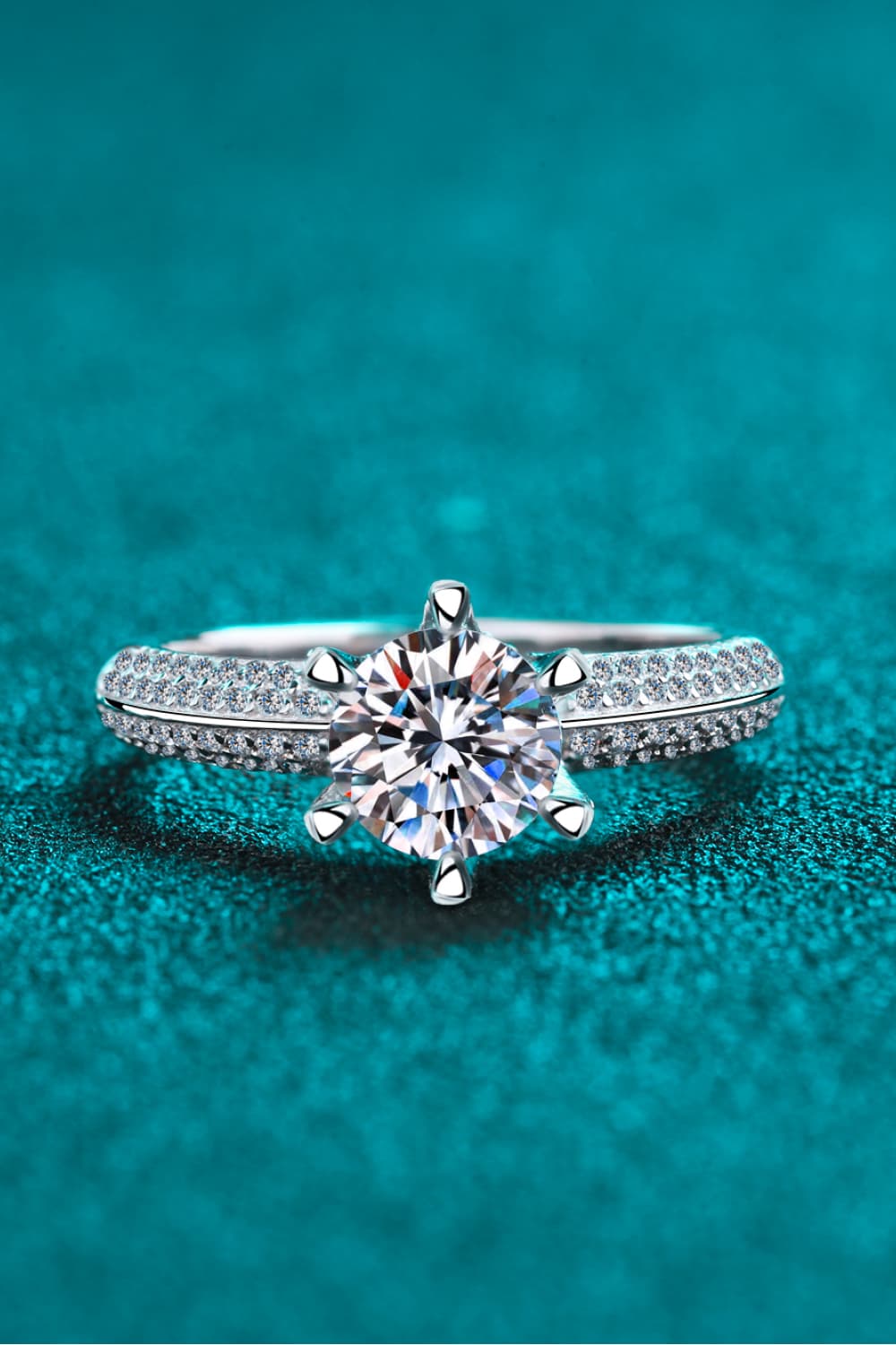 2 Carat Moissanite 925 Sterling Silver Side Stone Ring BLUE ZONE PLANET
