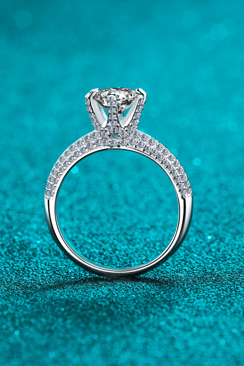 2 Carat Moissanite 925 Sterling Silver Side Stone Ring BLUE ZONE PLANET