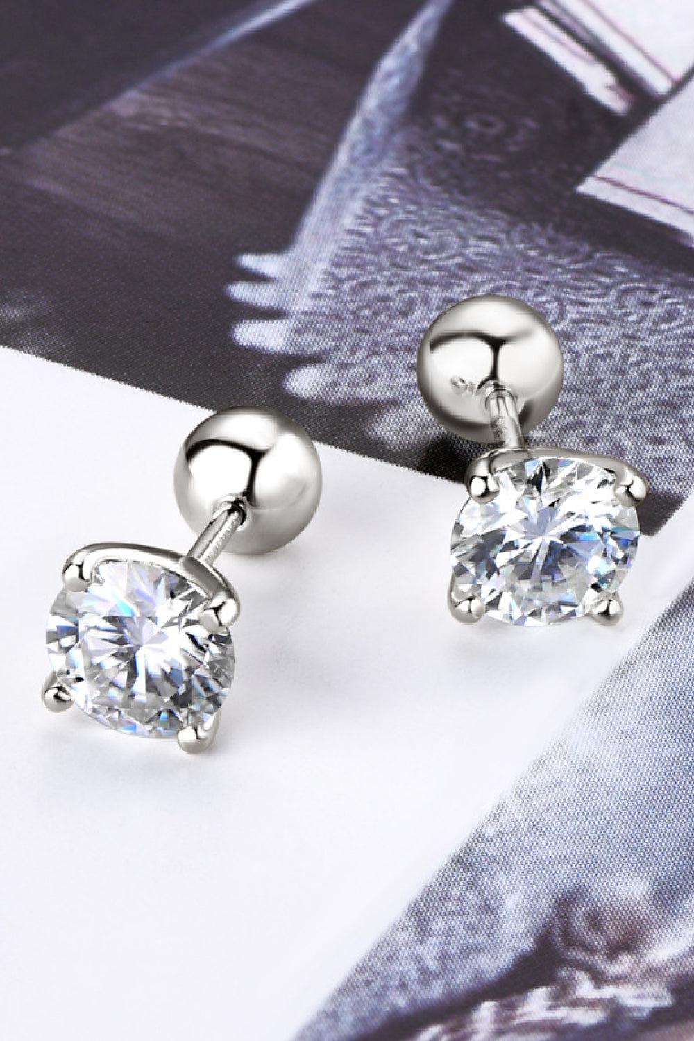 2 Carat Moissanite 925 Sterling Silver Stud Earrings BLUE ZONE PLANET