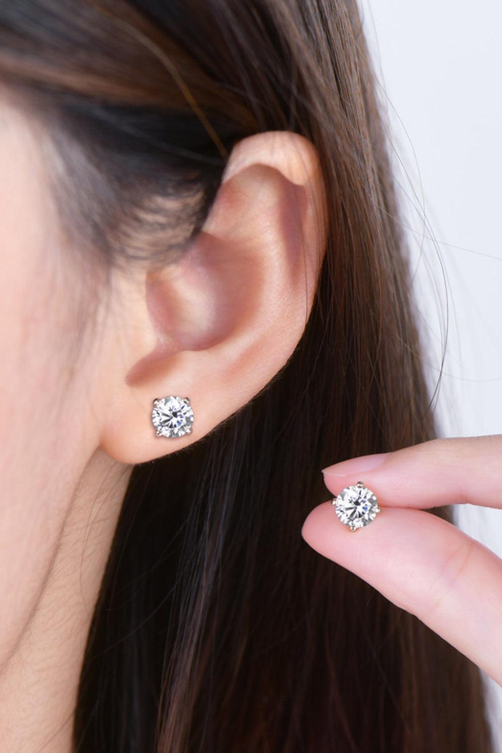 2 Carat Moissanite 925 Sterling Silver Stud Earrings BLUE ZONE PLANET