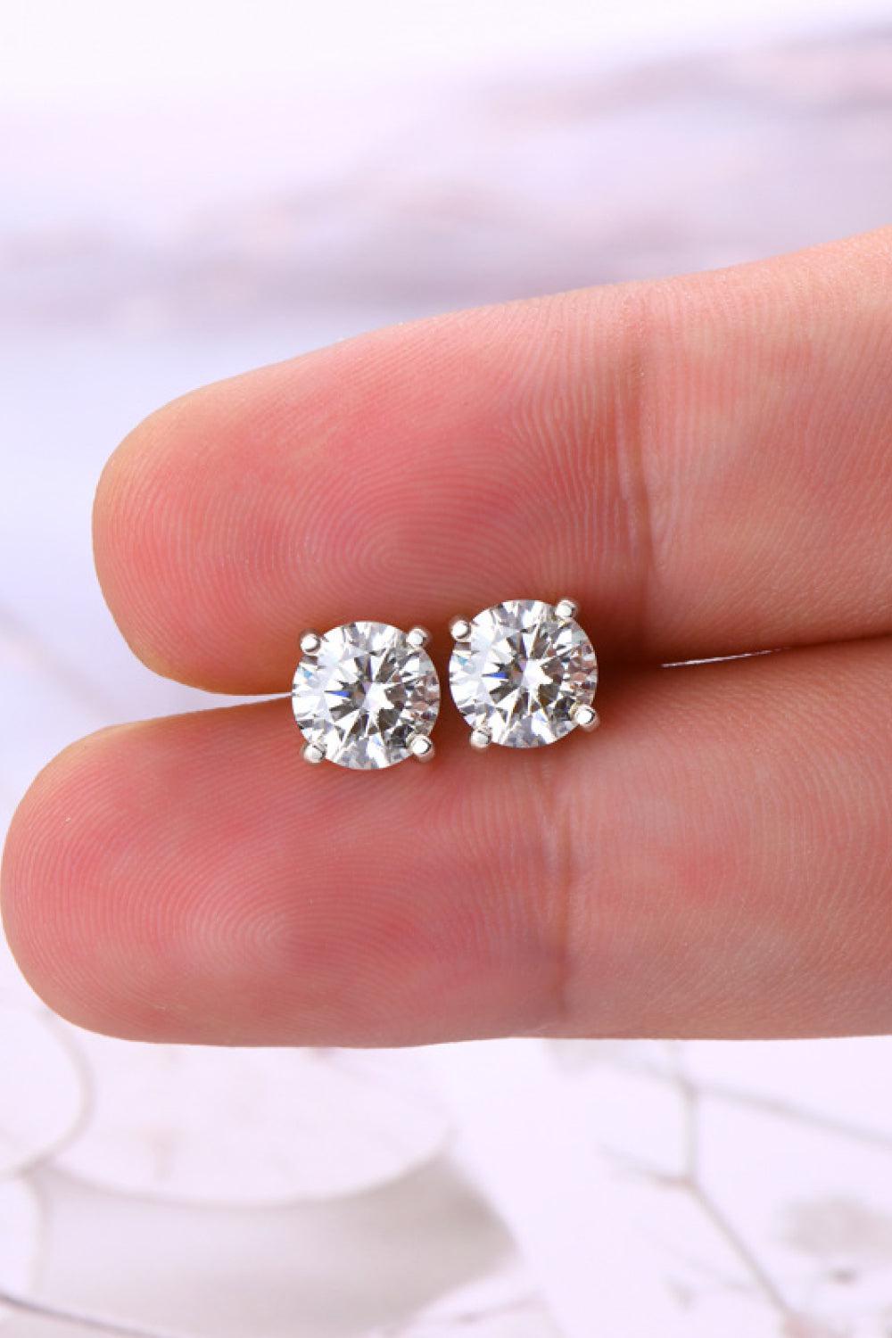 2 Carat Moissanite 925 Sterling Silver Stud Earrings BLUE ZONE PLANET
