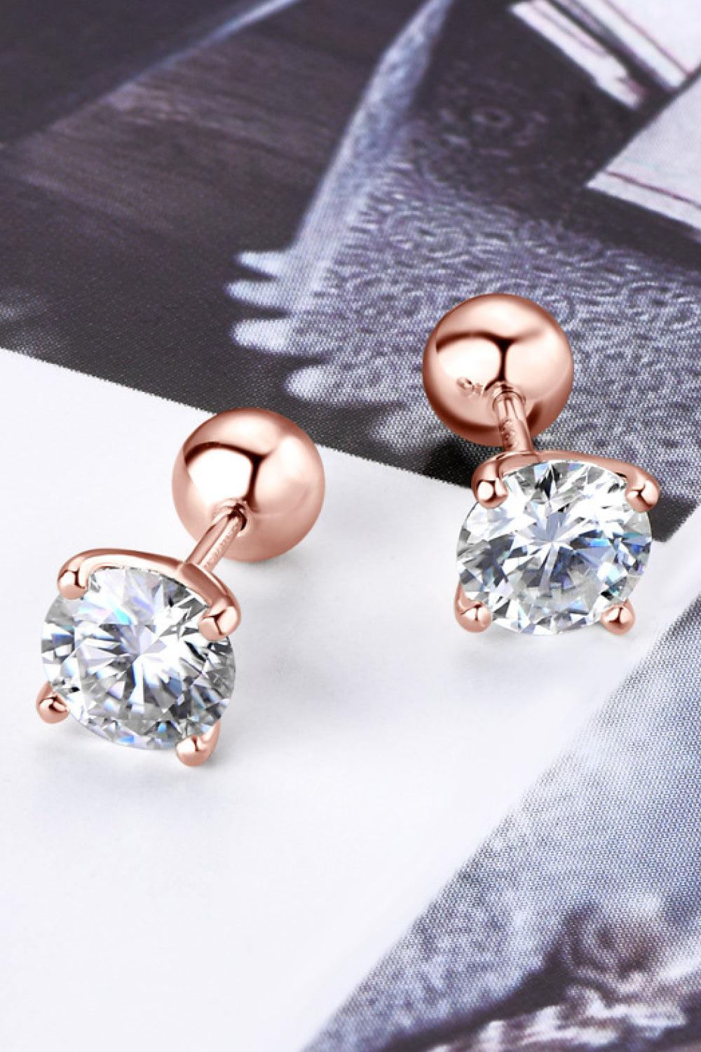2 Carat Moissanite 925 Sterling Silver Stud Earrings BLUE ZONE PLANET