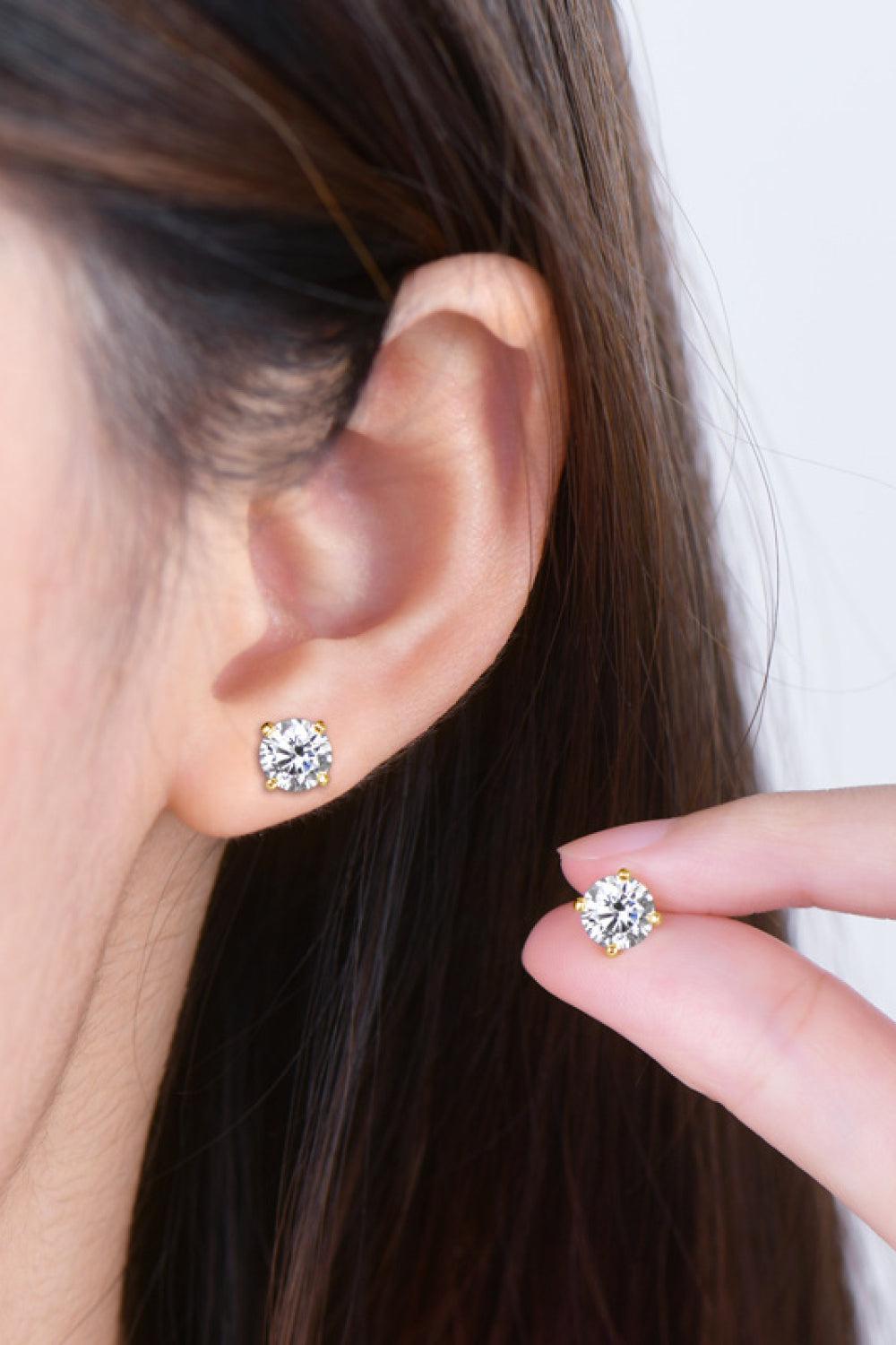2 Carat Moissanite 925 Sterling Silver Stud Earrings BLUE ZONE PLANET