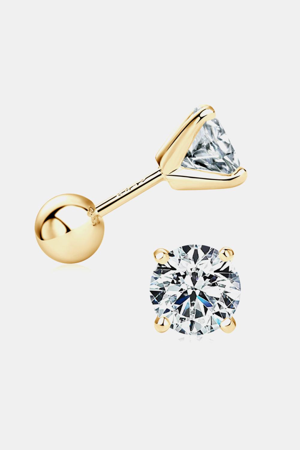 2 Carat Moissanite 925 Sterling Silver Stud Earrings BLUE ZONE PLANET