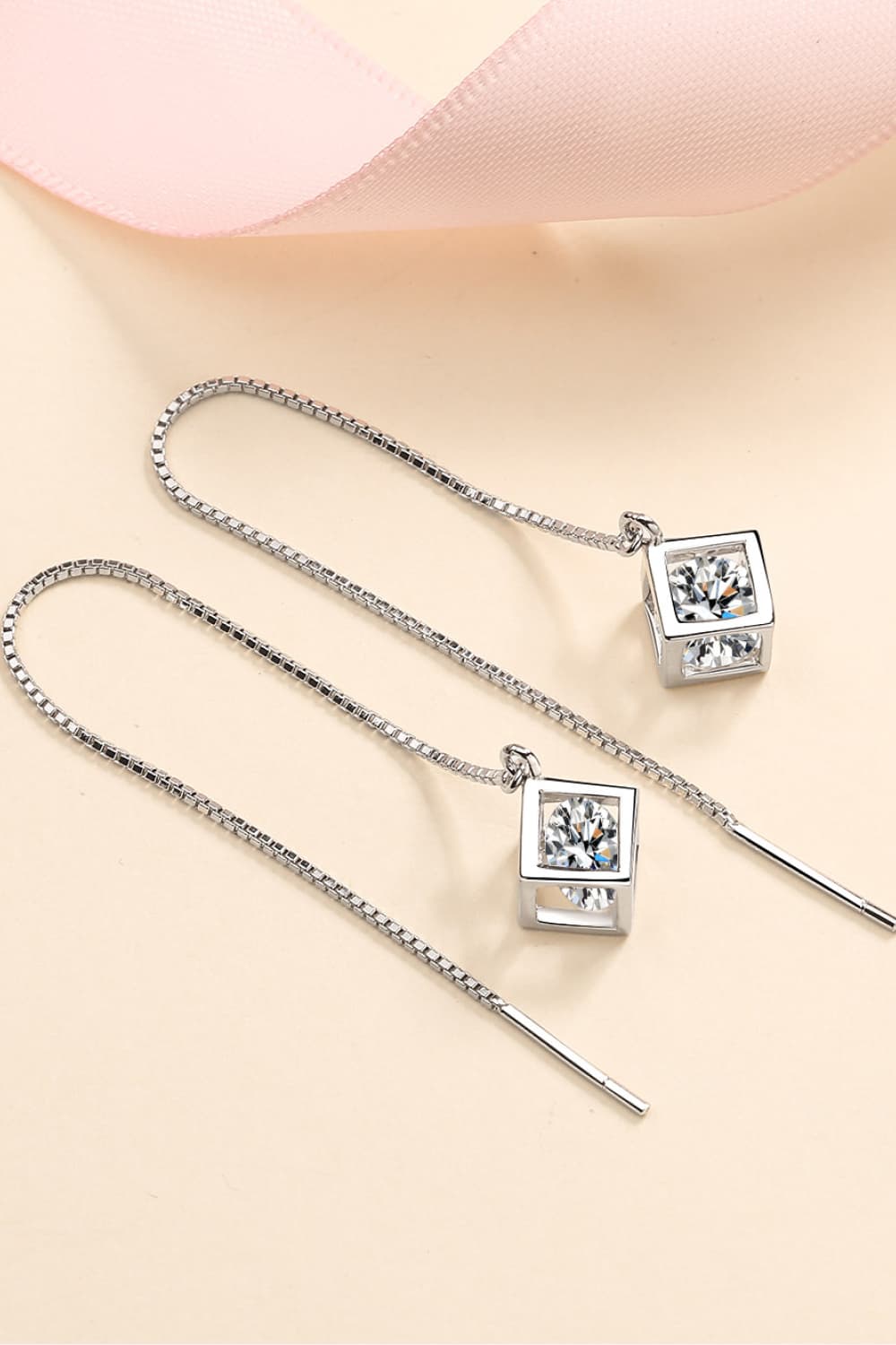 2 Carat Moissanite 925 Sterling Silver Threader Earrings BLUE ZONE PLANET