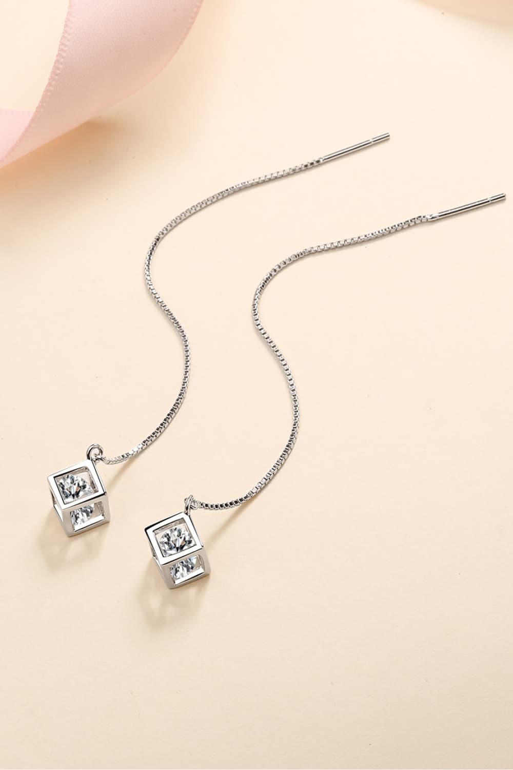 2 Carat Moissanite 925 Sterling Silver Threader Earrings BLUE ZONE PLANET