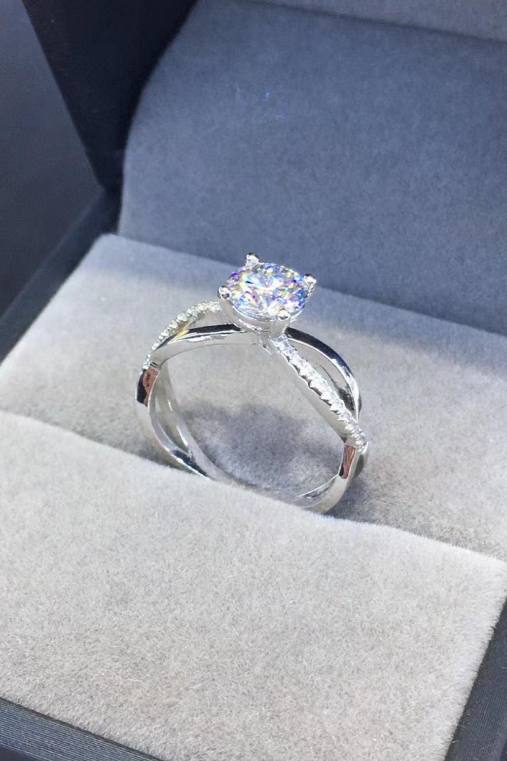 2 Carat Moissanite Crisscross 925 Sterling Silver Ring BLUE ZONE PLANET