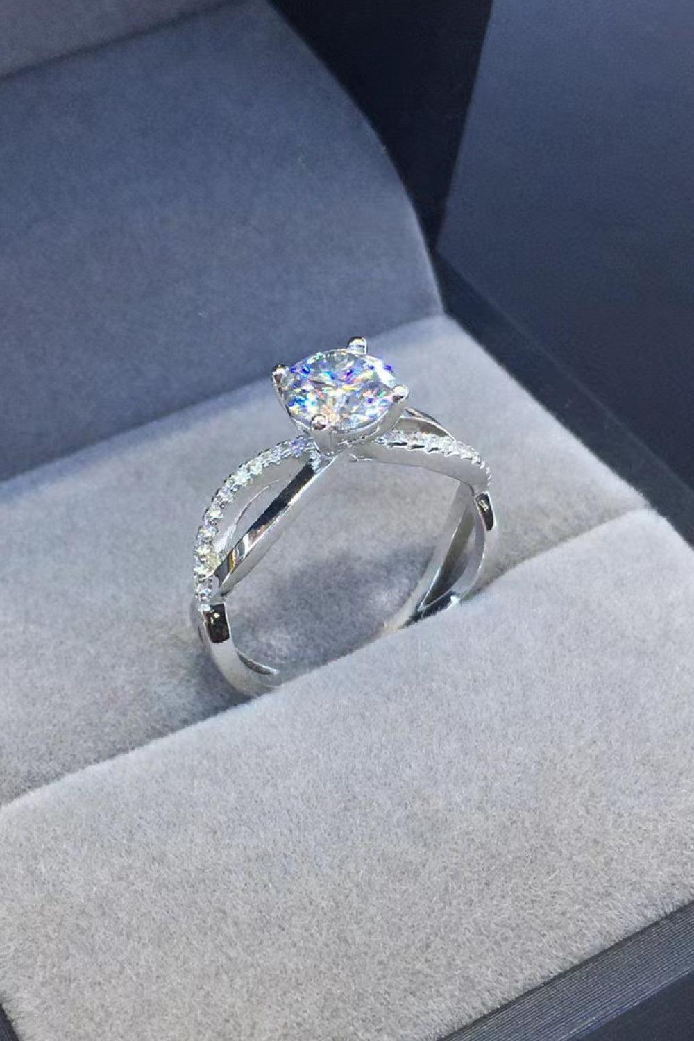 2 Carat Moissanite Crisscross 925 Sterling Silver Ring BLUE ZONE PLANET