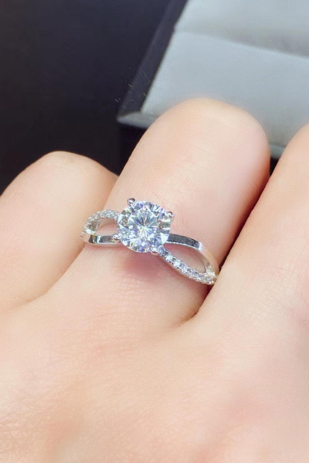 2 Carat Moissanite Crisscross 925 Sterling Silver Ring BLUE ZONE PLANET