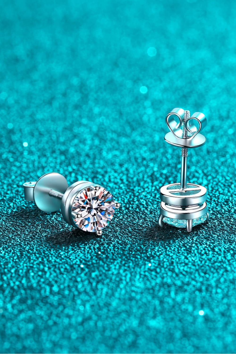 2 Carat Moissanite Rhodium-Plated Stud Earrings BLUE ZONE PLANET