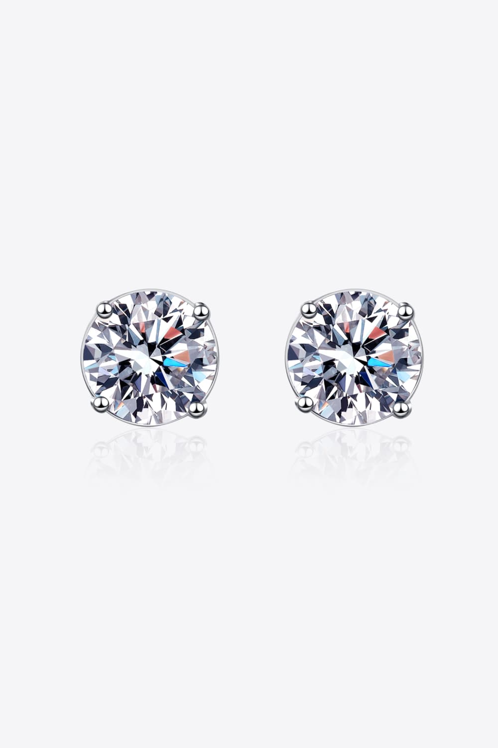 2 Carat Moissanite Rhodium-Plated Stud Earrings BLUE ZONE PLANET