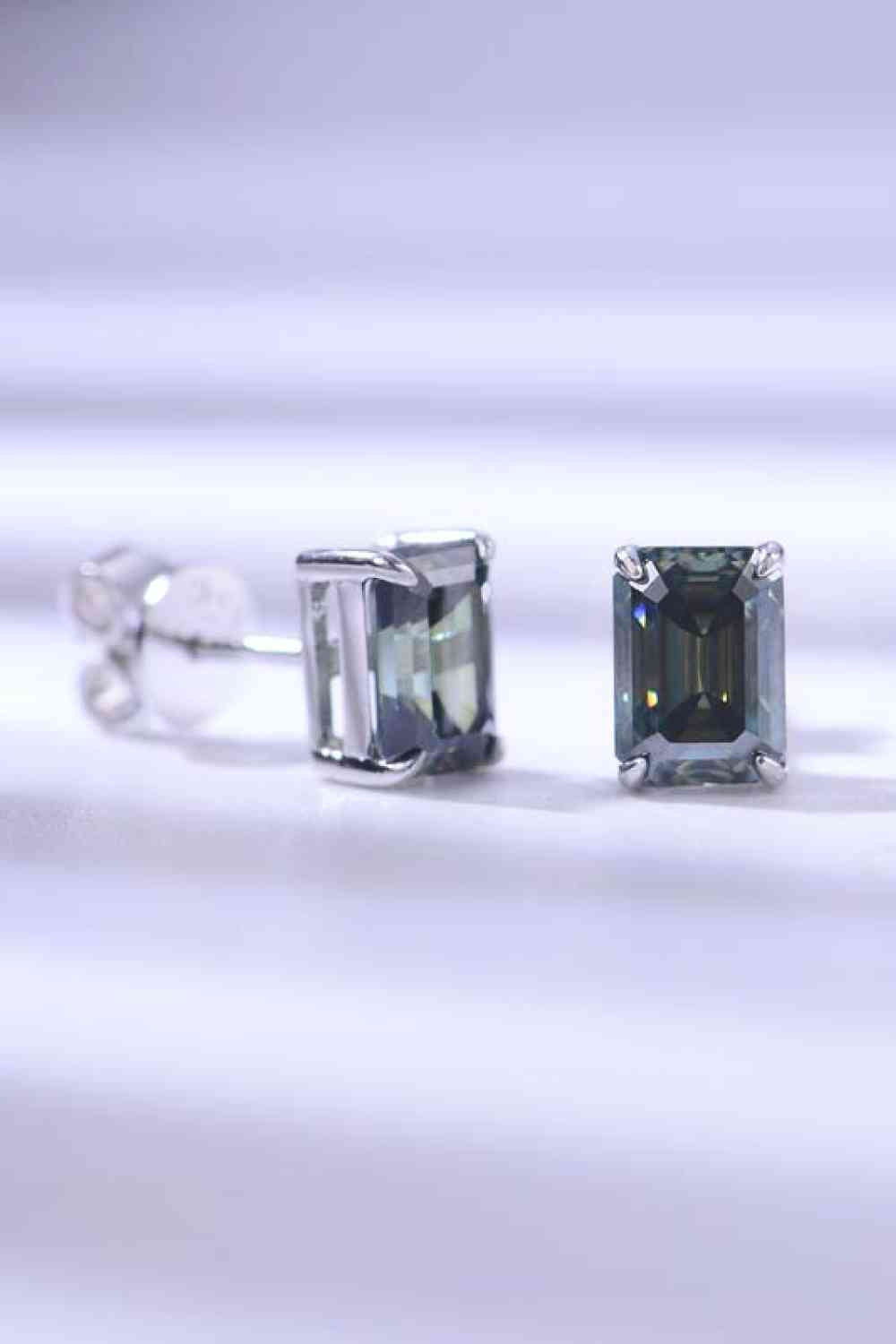 2 Carat Moissanite Stud Earrings in Green BLUE ZONE PLANET