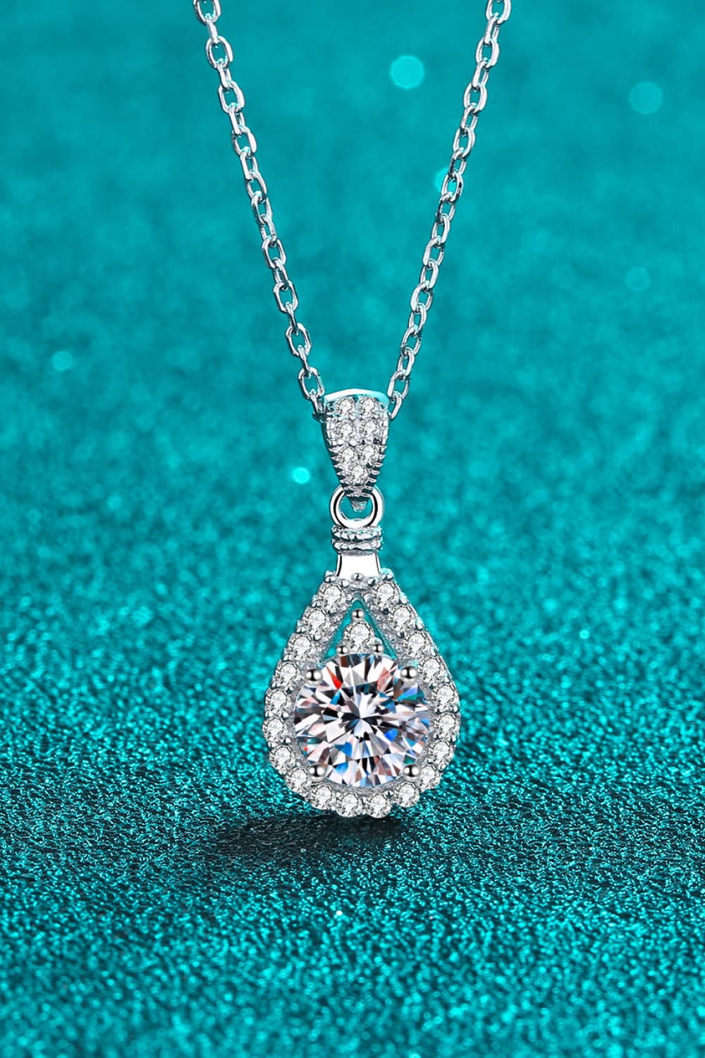 2 Carat Moissanite Teardrop Pendant 925 Sterling Silver Necklace BLUE ZONE PLANET