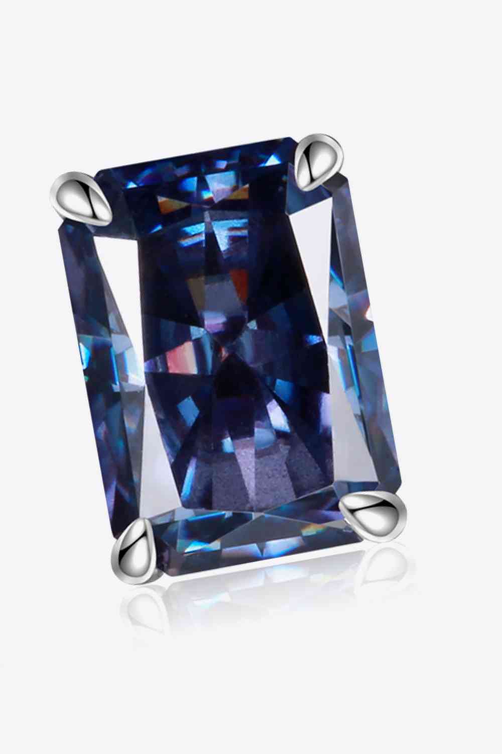 2 Carat Rectangle Moissanite 4-Prong Stud Earrings BLUE ZONE PLANET