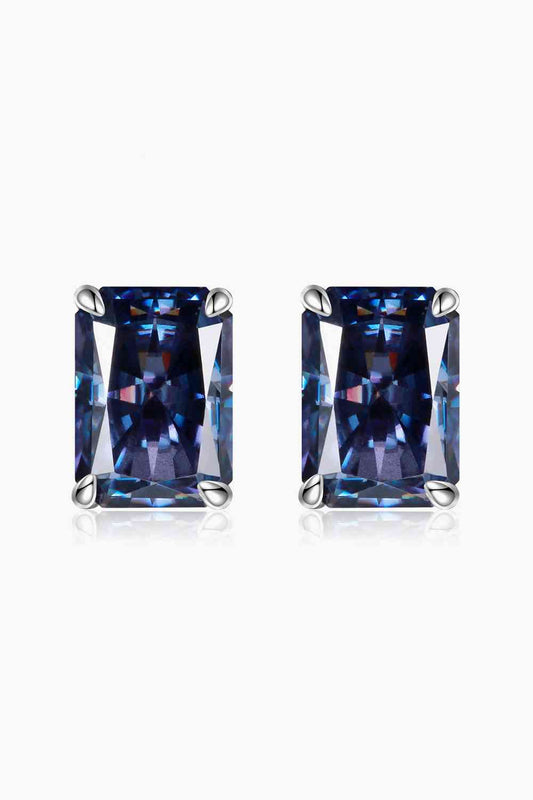 2 Carat Rectangle Moissanite 4-Prong Stud Earrings BLUE ZONE PLANET