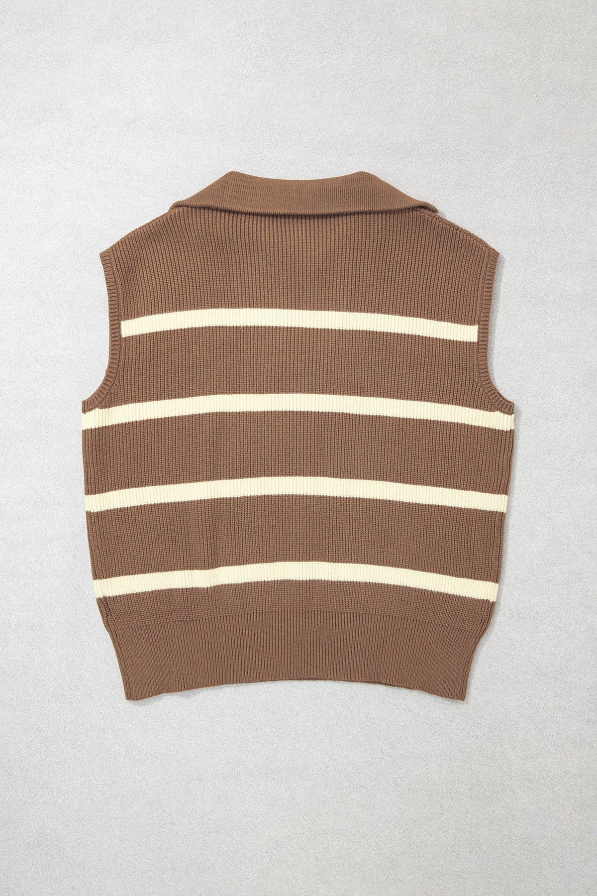 Brown Stripe Striped Colorblock Drop Shoulder V Neck Tunic Sweater T-shirt