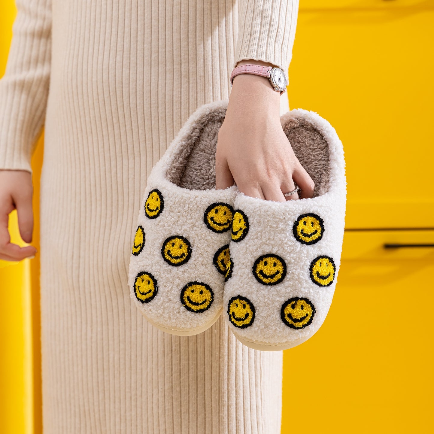 Blue Zone Planet | Melody Smiley Face Slippers BLUE ZONE PLANET