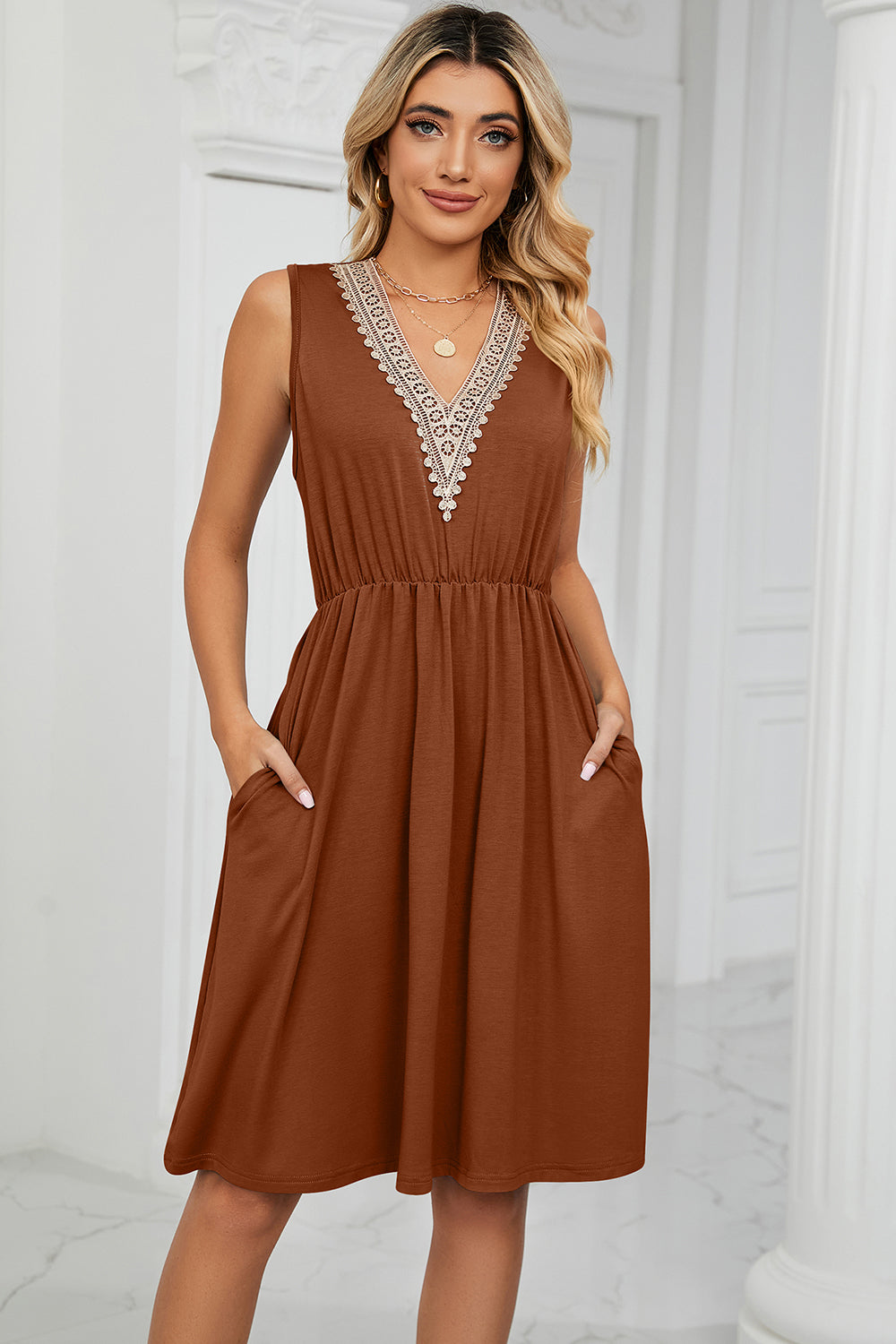 Blue Zone Planet | Pocketed V-Neck Wide Strap Dress BLUE ZONE PLANET