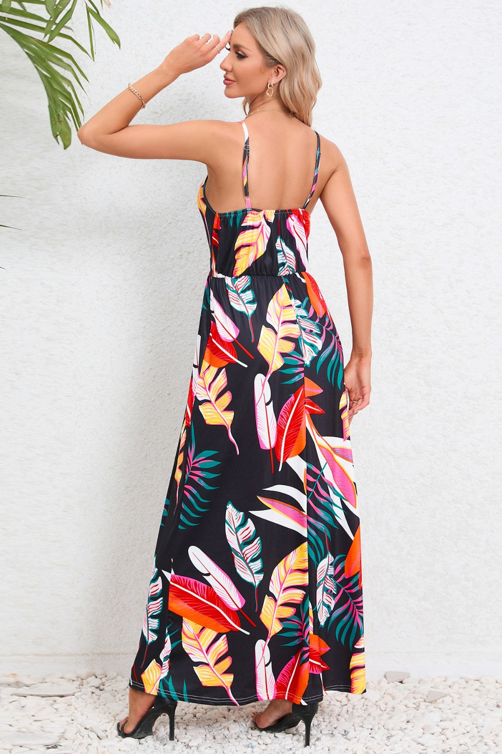 Blue Zone Planet | Printed Surplice Maxi Cami Dress BLUE ZONE PLANET