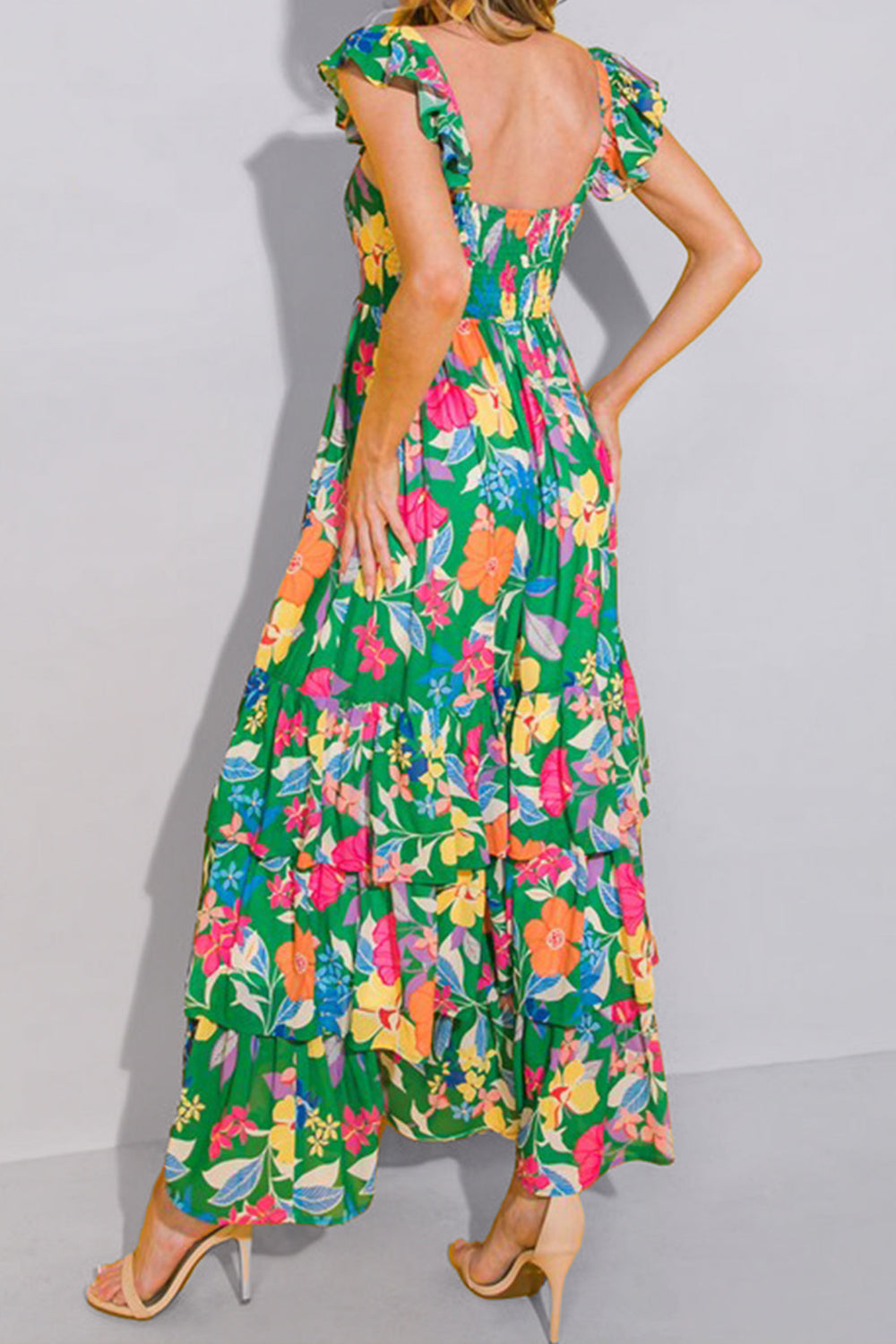 Blue Zone Planet | Tiered Ruffled Printed Sleeveless Dress BLUE ZONE PLANET