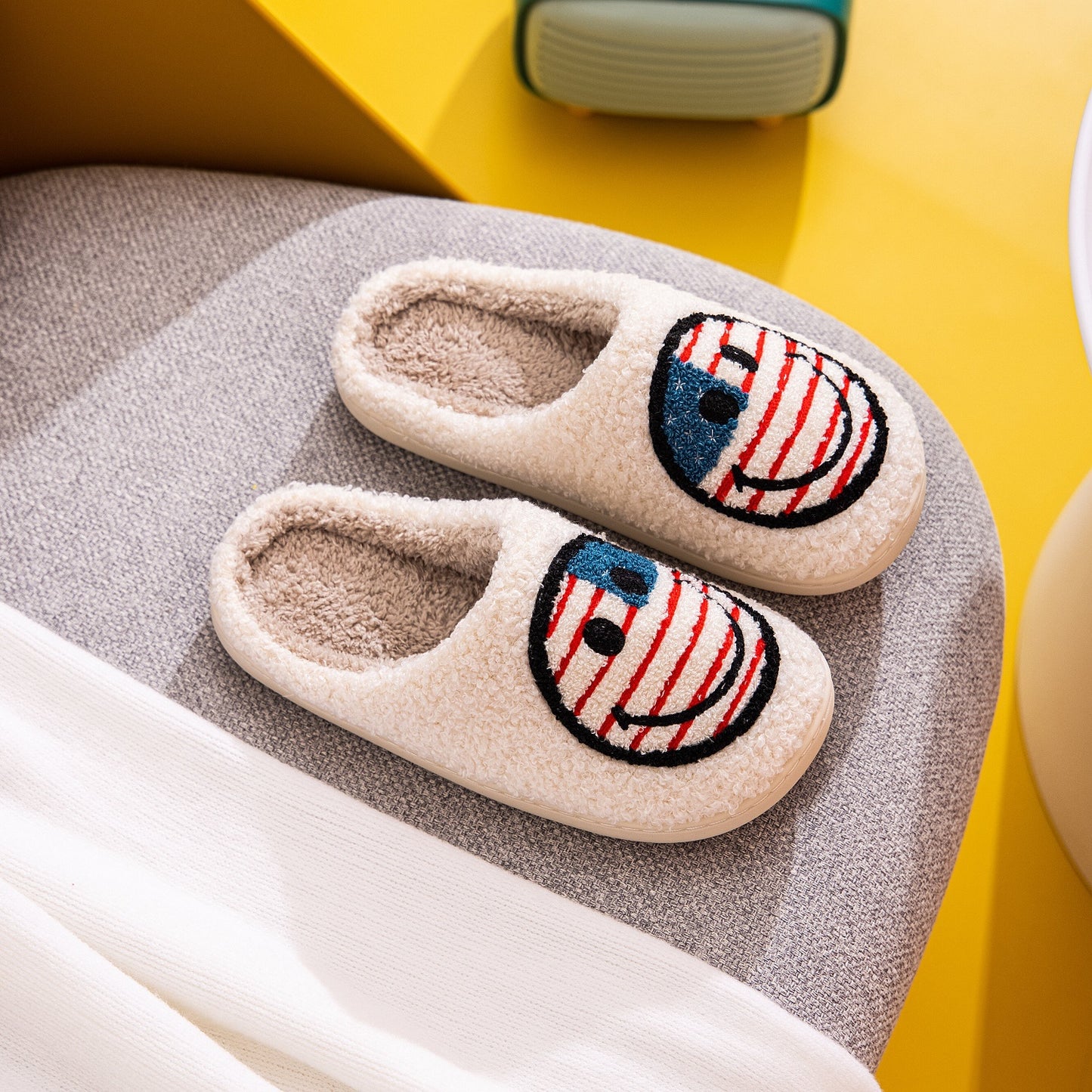 Blue Zone Planet | Melody Smiley Face Slippers BLUE ZONE PLANET