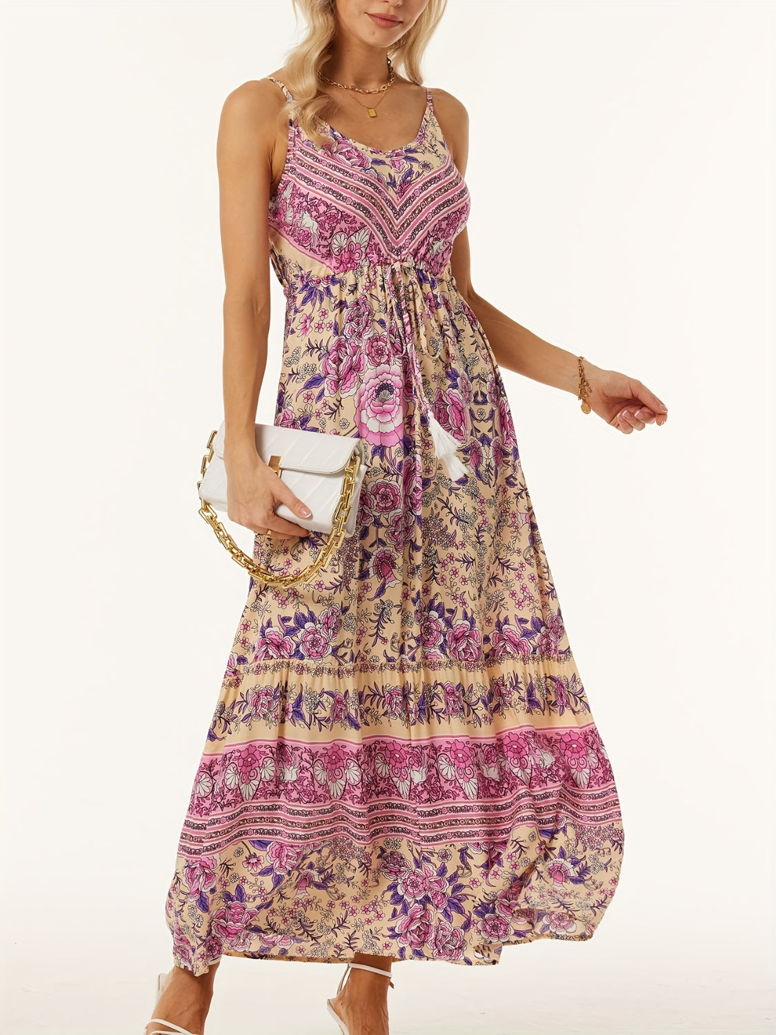 Blue Zone Planet | Printed Scoop Neck Midi Cami Dress BLUE ZONE PLANET