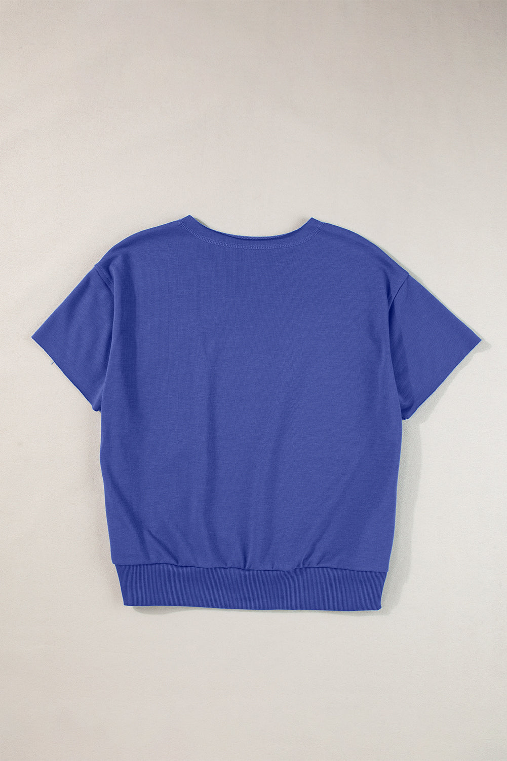 Black USA Lettering Patch Notched Neck Loose Tee Blue Zone Planet