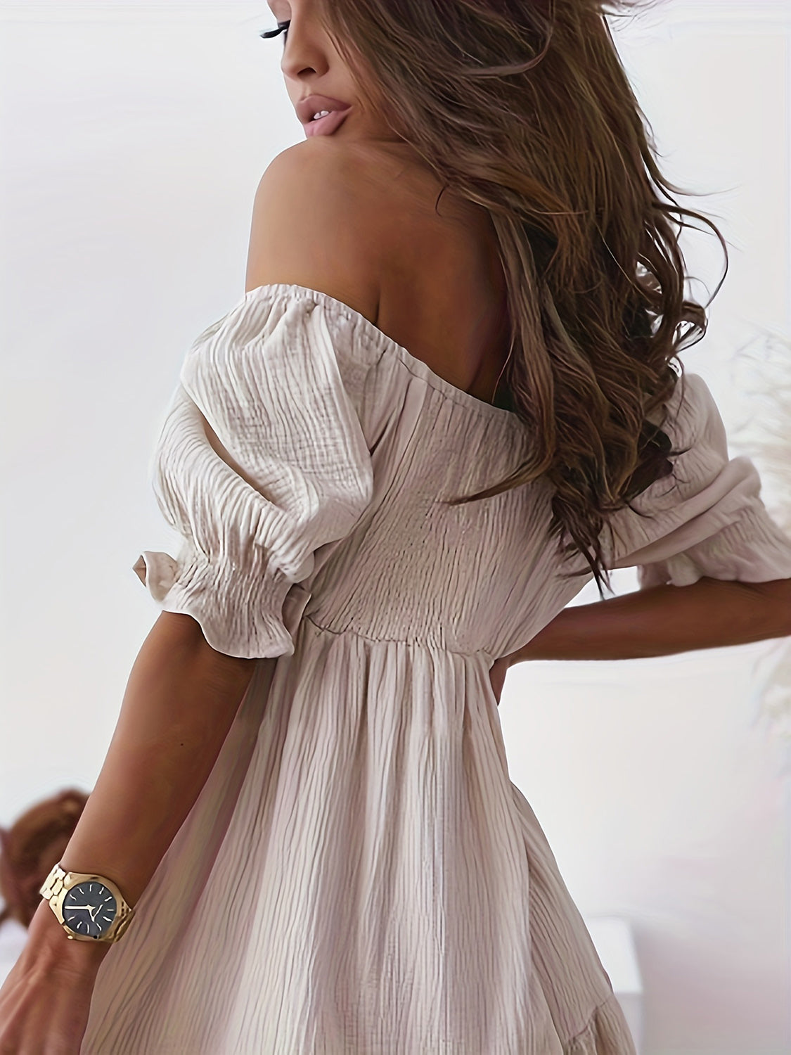 Blue Zone Planet | Full Size Ruffled Off-Shoulder Short Sleeve Dress BLUE ZONE PLANET