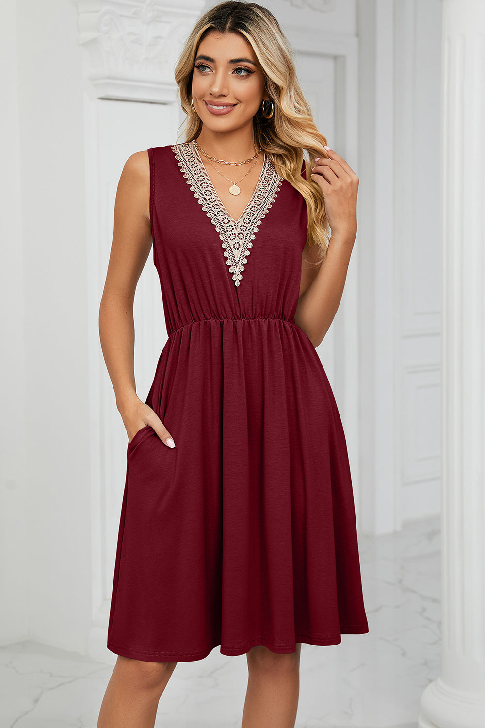 Blue Zone Planet | Pocketed V-Neck Wide Strap Dress BLUE ZONE PLANET