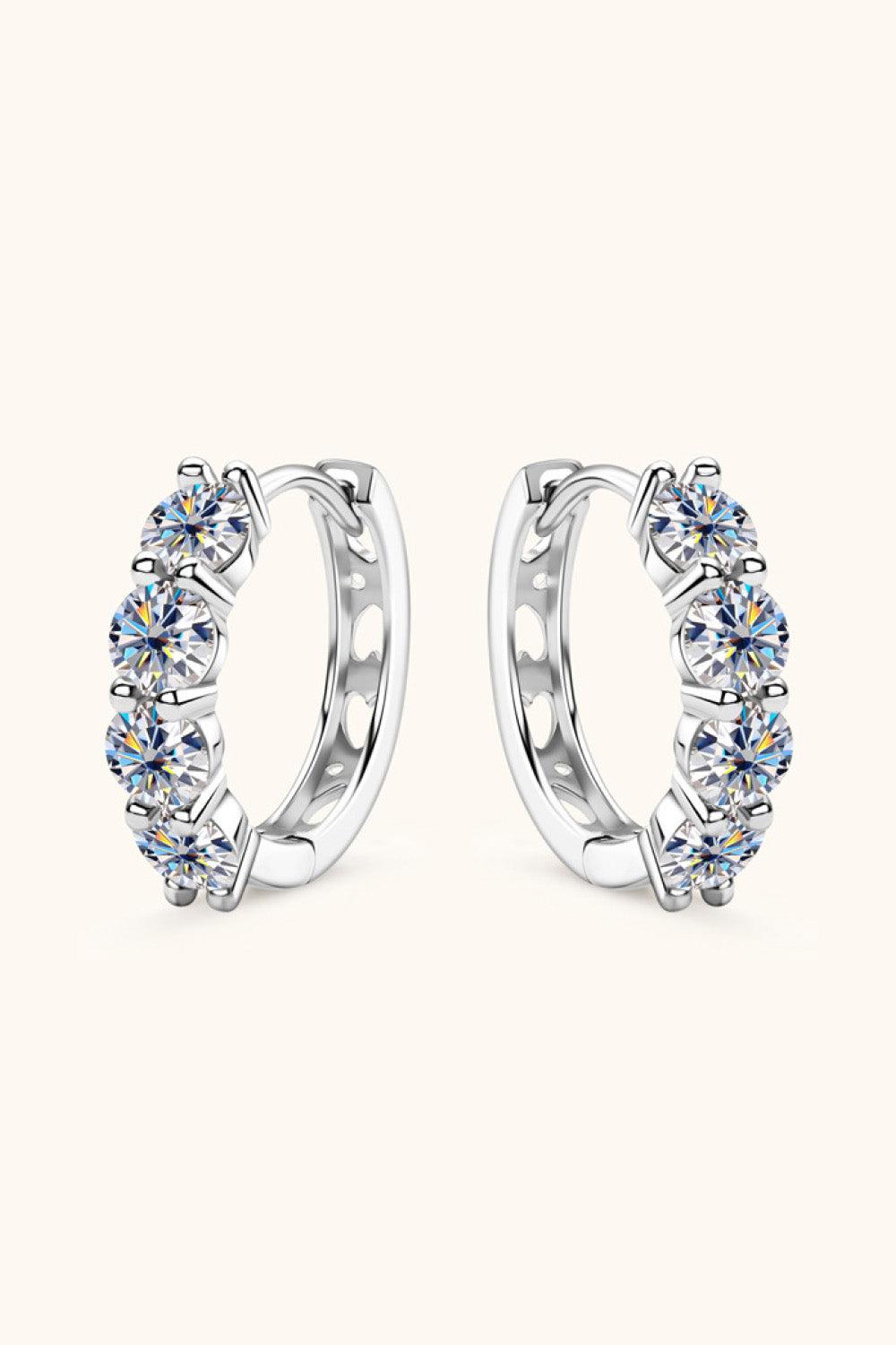 2.4 Carat Moissanite Huggie Earrings BLUE ZONE PLANET