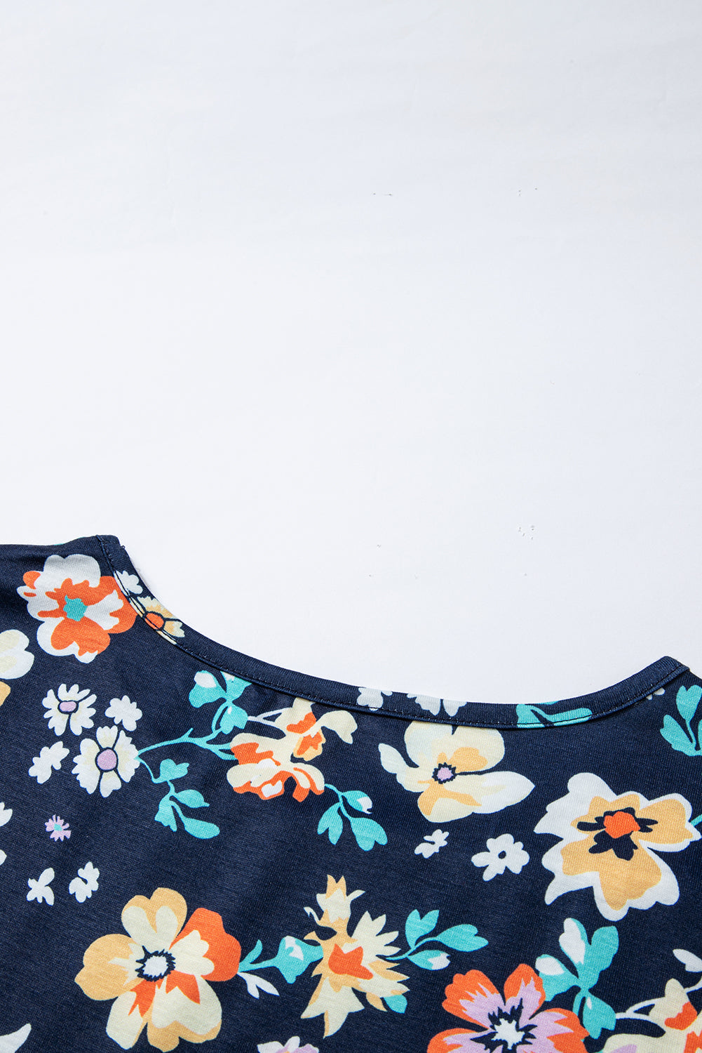 Blue Zone Planet | Blue Short Sleeve A-line Floral Dress Blue Zone Planet