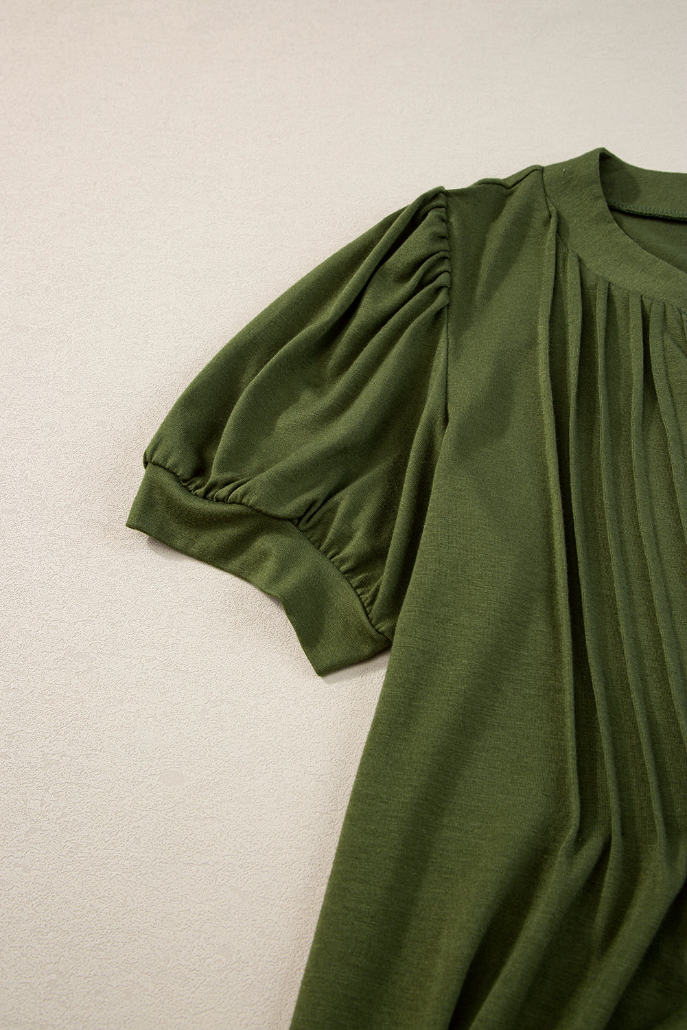 Blue Zone Planet |  Black Notched Neck Pleated Puff Sleeve Shift T-shirt Dress Blue Zone Planet