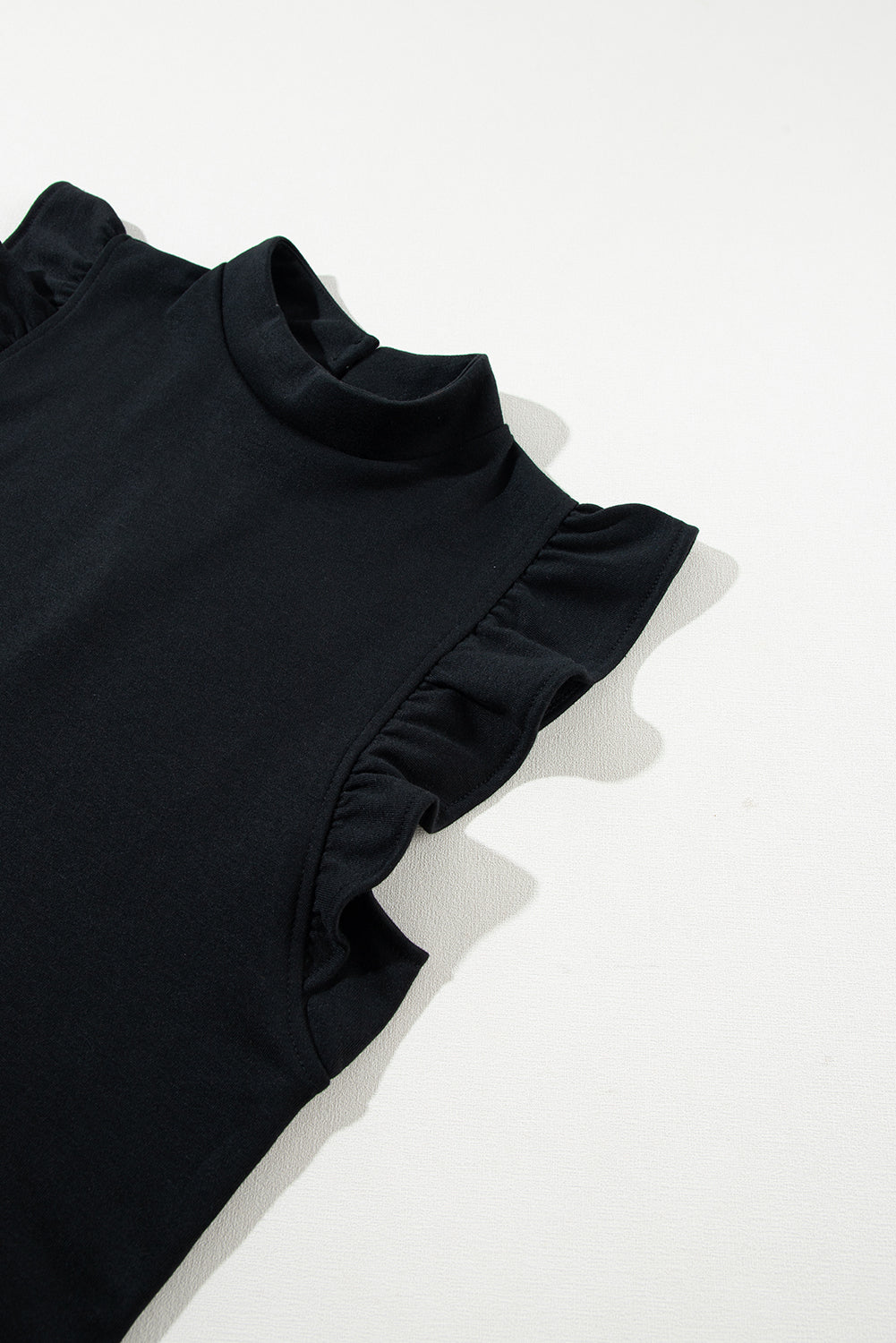 Black Flutter Sleeve Crew Neck Shift Dress Blue Zone Planet