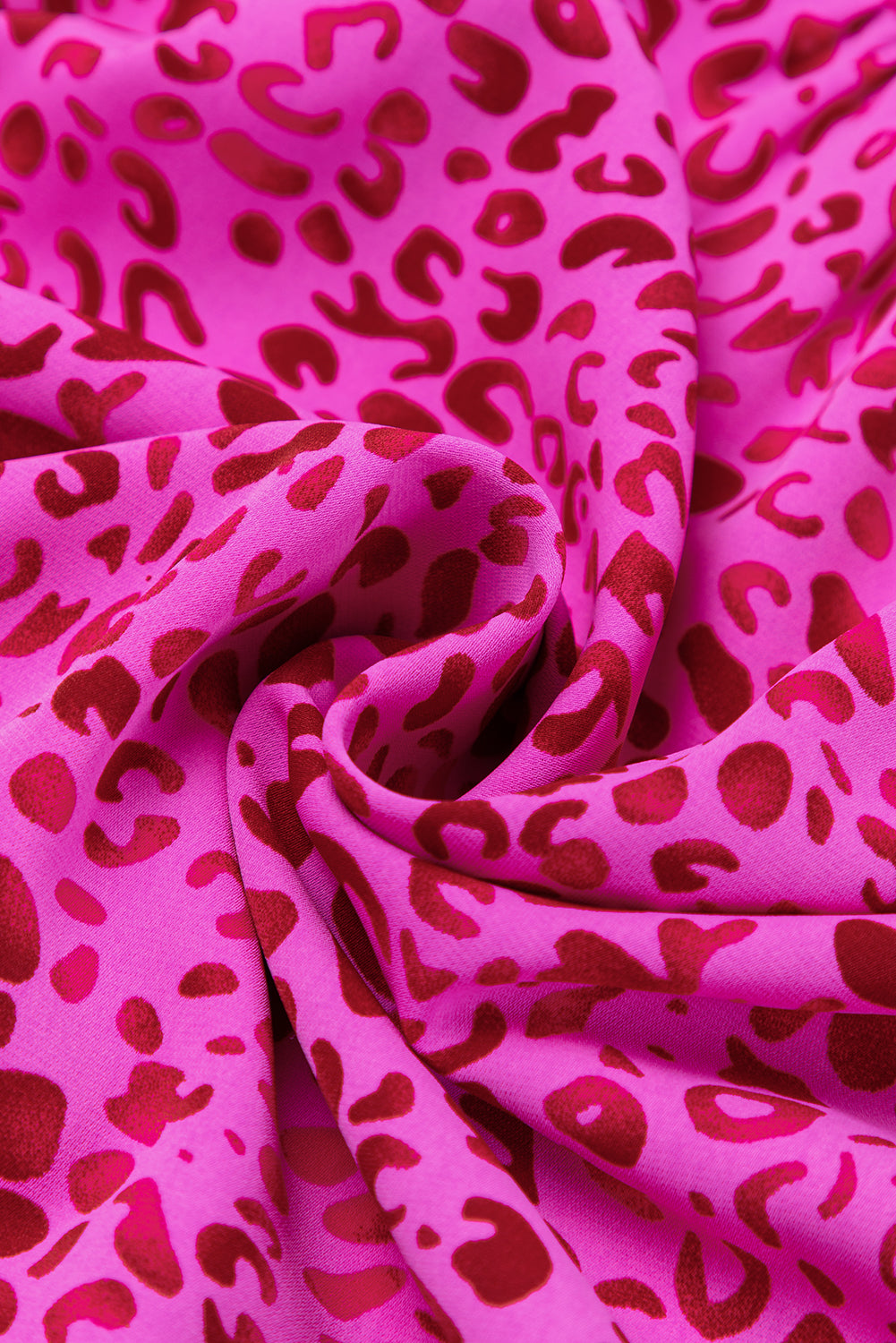 Blue Zone Planet | Rose Red Leopard Print Ruffled Trim Tiered Maxi Dress Blue Zone Planet