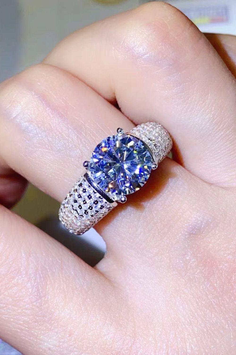 3 Carat Moissanite Side Stone Ring BLUE ZONE PLANET